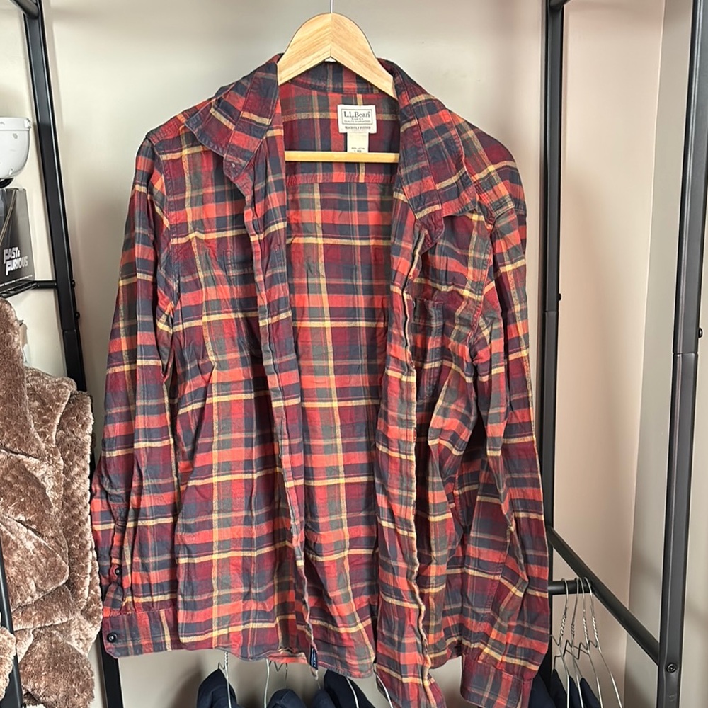 L.L. Bean Women's Plaid Jacket - Red and Yellow